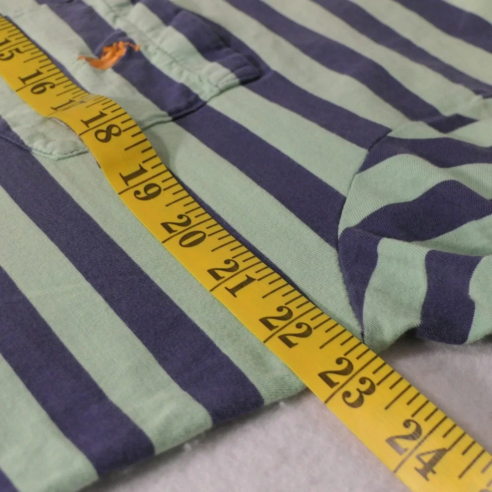 Vintage 90s Polo Ralph Lauren Mens T Shirt L Green Blue Striped Distressed Y2K